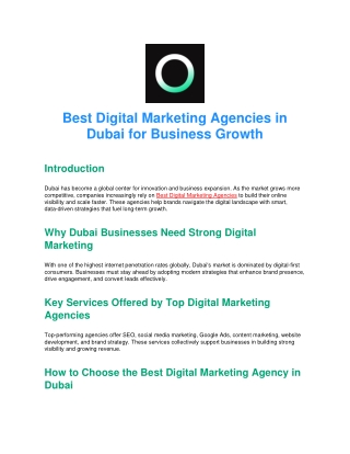 Best Digital Marketing Agencies in Dubai for Business Growth