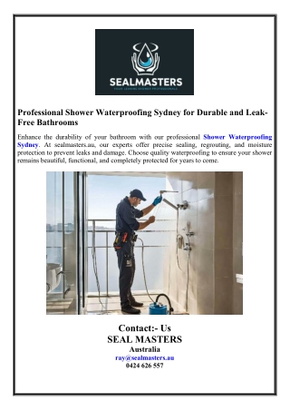 Professional Shower Waterproofing Sydney for Durable and Leak-Free Bathrooms