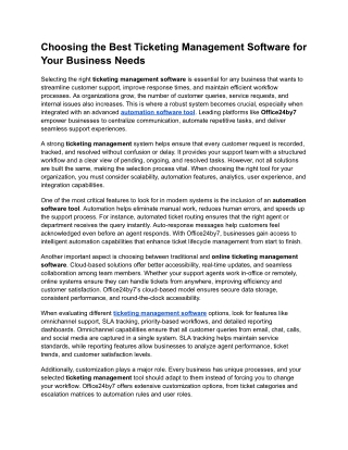Choosing the Best Ticketing Management Software for Your Business Needs