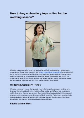 How to buy embroidery tops online for the wedding season_