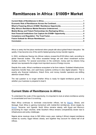 Remittances in Africa - $100B  Market