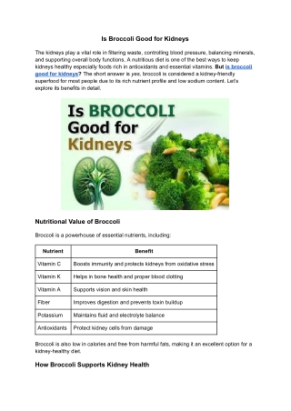 Is Broccoli Good for Kidneys
