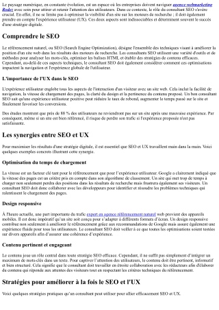 Le consulting seo et l'expérience utilisateur (UX)