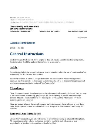 Caterpillar Cat D5 TRACK-TYPE TRACTOR (Prefix 95J) Service Repair Manual Instant Download (95J00357-00420)