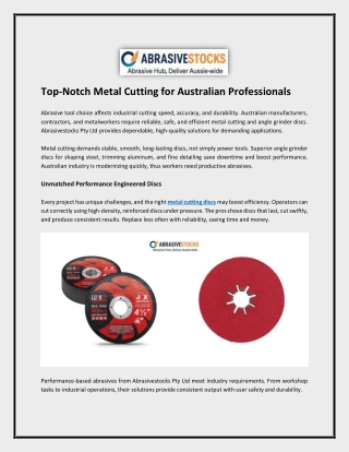 Top-Notch Metal Cutting for Australian Professionals
