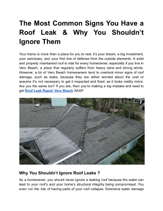 The Most Common Signs You Have a Roof Leak & Why You Shouldn’t Ignore Them
