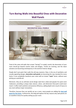 Reasons Decorative Wall Panels Are Perfect for Quick Home Makeovers