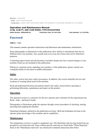 Caterpillar CAT 214B FT EXCAVATOR (9MF00001-UP) Operation and Maintenance Manual Instant Download