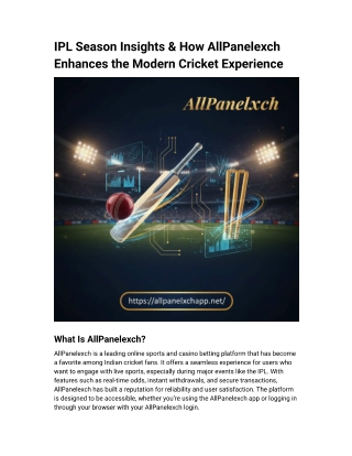 IPL Season Insights & How AllPanelexch Enhances the Modern Cricket Experience