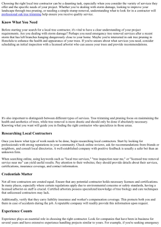 Finding The Right Local Tree Contractor For Your Project!