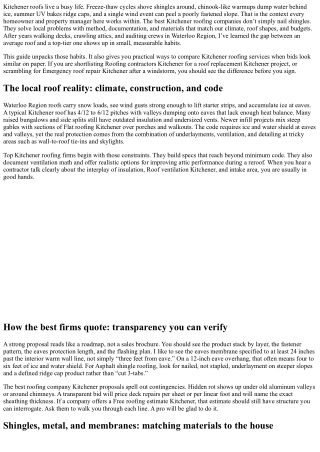 Top Kitchener Roofing Firms: What Sets the Best Apart