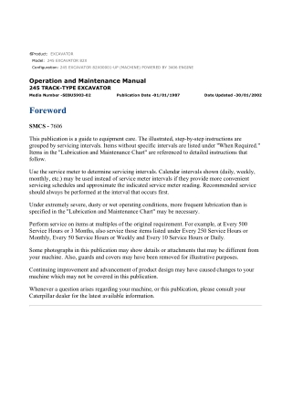 Caterpillar CAT 245 EXCAVATOR (82X00001-UP) Operation and Maintenance Manual Instant Download