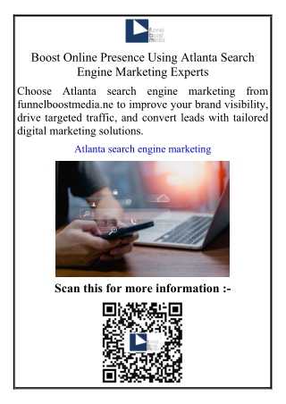 Boost Online Presence Using Atlanta Search Engine Marketing Experts