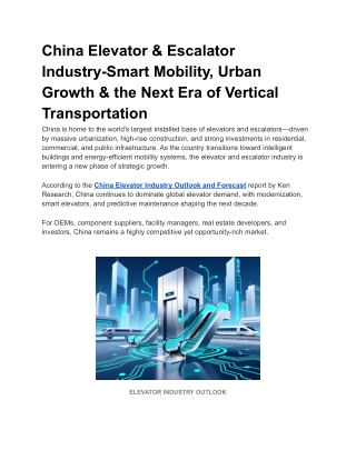 Elevator Maintenance Market in China | Service Revenue 2013–2017