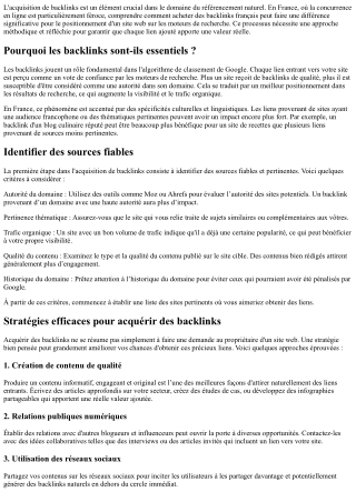 Backlinks en France: réussir son acquisition avec méthode!
