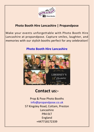 Photo Booth Hire Lancashire Propandpose