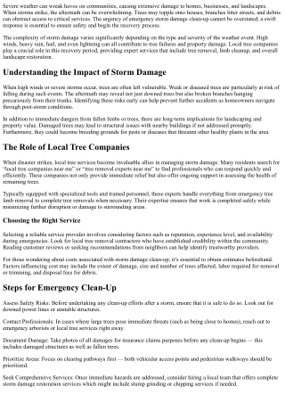 Emergency Storm Damage Clean Up After Severe Weather Events.