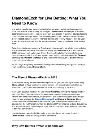 DiamondExch for Live Betting_ What You Need to Know