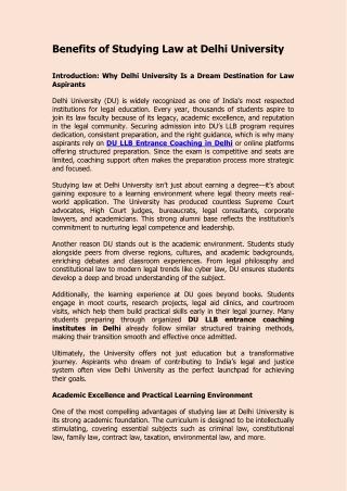 Benefits of Studying Law at Delhi University