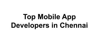 Top Mobile App Developers in Chennai