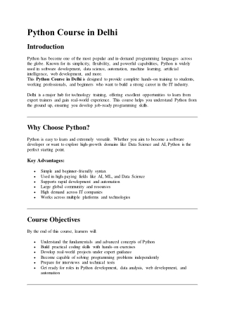 Python Course in Delhi
