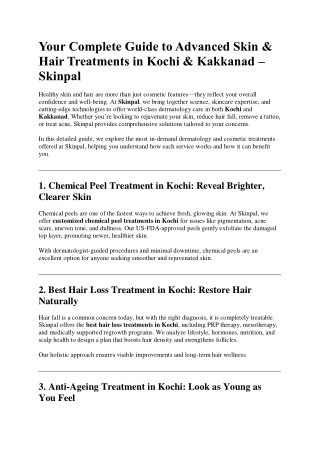 Leading Skincare and Dermatology Clinic in Kochi