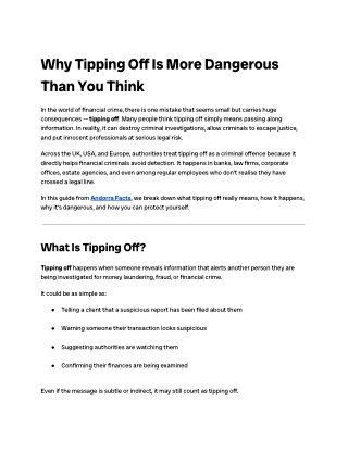 Tipping Off in Money Laundering: Risks, Laws & Consequences | Andorra Facts