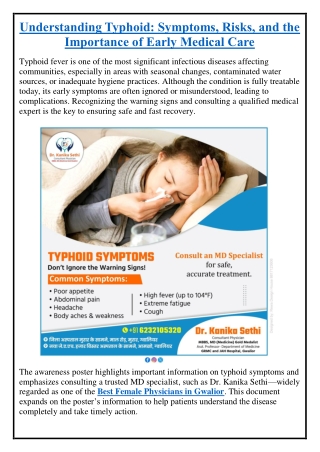 Understanding Typhoid: Symptoms, Risks, and the Importance of Early Medical Care