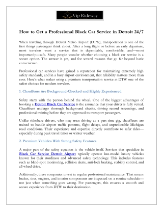 How Safe Is Using Black Car Service at Detroit Airport