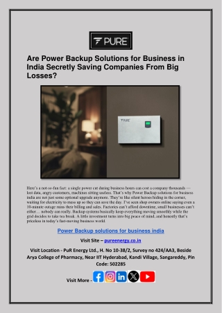 Are Power Backup Solutions for Business in India Secretly Saving Companies From