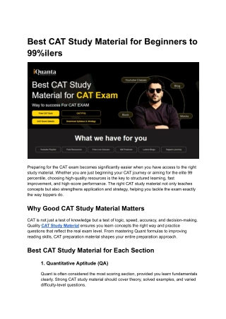 Best CAT Study Material for Beginners to 99%ilers