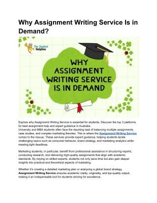 Why Assignment Writing Service Is in Demand