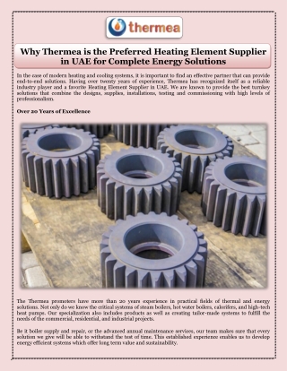 Why Thermea is the Preferred Heating Element Supplier in UAE for Complete Energy Solutions