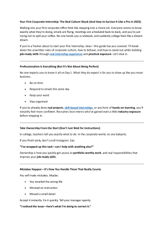 Corporate Culture for Interns: Everything You Must Know Before Day 1