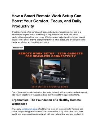 How a Smart Remote Work Setup Can Boost Your Comfort, Focus, and Daily Productivity