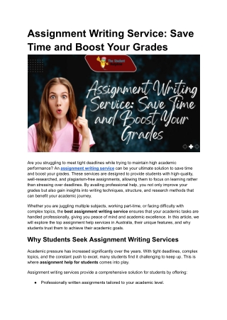 Assignment Writing Service_ Save Time and Boost Your Grades