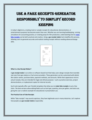 Use a Fake Receipts Generator Responsibly to Simplify Record Keeping