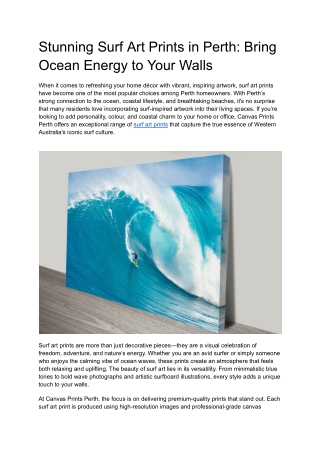 Stunning Surf Art Prints in Perth_ Bring Ocean Energy to Your Walls
