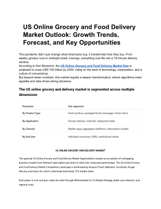 Future Outlook of US Online Grocery and Food Delivery Market