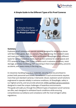 A Simple Guide to the Different Types of Ex Proof Cameras