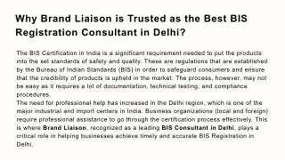 Why Brand Liaison is Trusted as the Best BIS Registration Consultant in Delhi