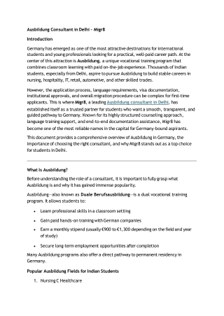 Ausbildung Consultant in Delhi