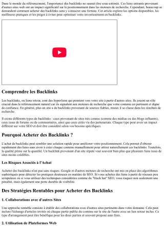 Comment Acheter des Backlinks sans Se Ruiner
