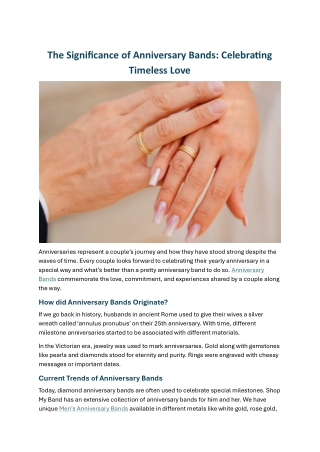 The Significance of Anniversary Bands Celebrating Timeless Love