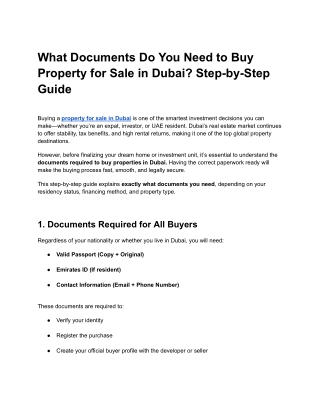 What Documents Do You Need to Buy Property for Sale in Dubai