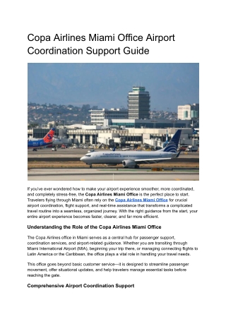 Copa Airlines Miami Office Airport Coordination Support Guide