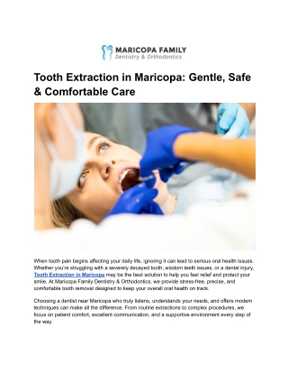 Tooth Extraction in Maricopa Gentle, Safe & Comfortable Care