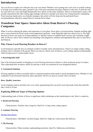 Transform Your Space: Innovative Ideas from Denver's Flooring Companies