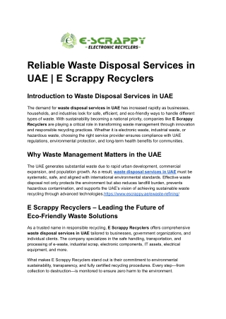 Reliable Waste Disposal Services in UAE _ E Scrappy Recyclers
