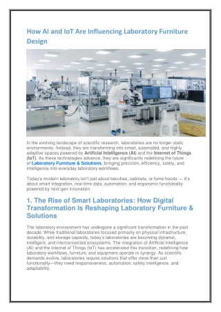 How AI and IoT Are Influencing Laboratory Furniture Design